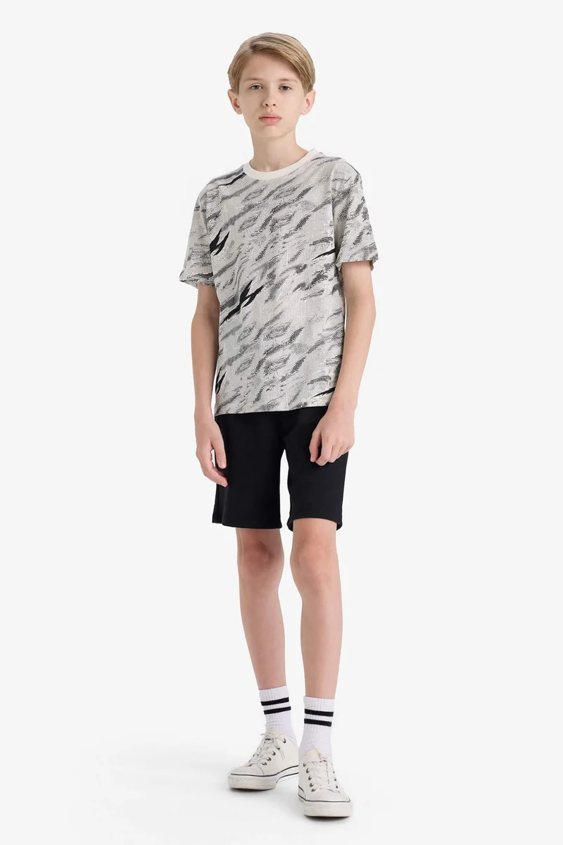 ديفاكتو Boy Crew Neck Short Sleeve Printed T-Shirt