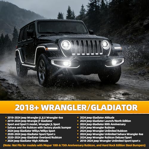 Riasdy Upgraded 4 Inch LED Fog Lights Compatible with Jeep Wrangler JL JLU 2018-2025 & Gladiator JT, DOT Approved 6000K Bright White 60W Front Bumper Driving Lamps, Plug N Play Off Road Replacement - Image 2