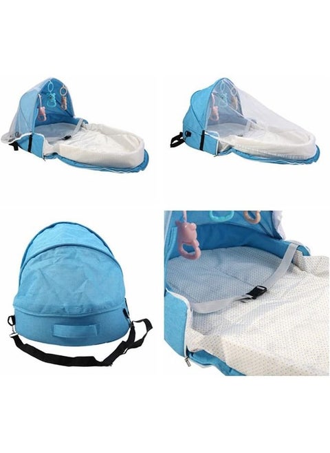 Baby Bed,DMG Portable Baby Bed ,Foldable Infant Crib,With Cartoon Toys, Detachable Cotton Cover,Suitable for travel and home use,Easy to carry. (Blue)
