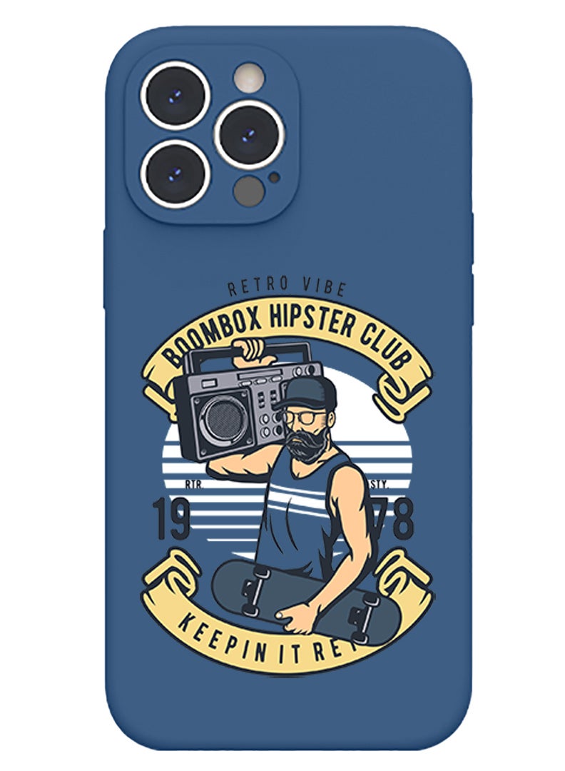 Theodor Protective Slim Fit Case Liquid Silicone Cover with Full Body Protection Anti-Scratch Shockproof Case For iPhone 15 Pro Blue  - Bouquet vector - Image 1