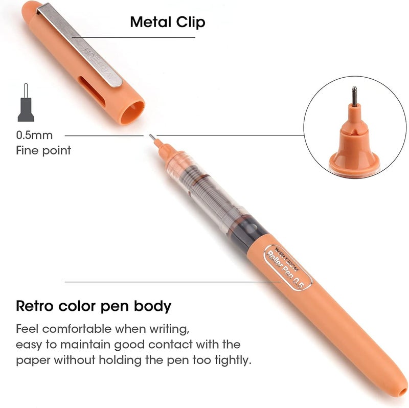 WRITECH Liquid Ink Rollerball, 0.5mm Extra Fine Point, Smooth Writing Quick Dry Roller Pens 8 Assorted Colors for Journaling, Drawing & Sketching (Vintage) - Image 3