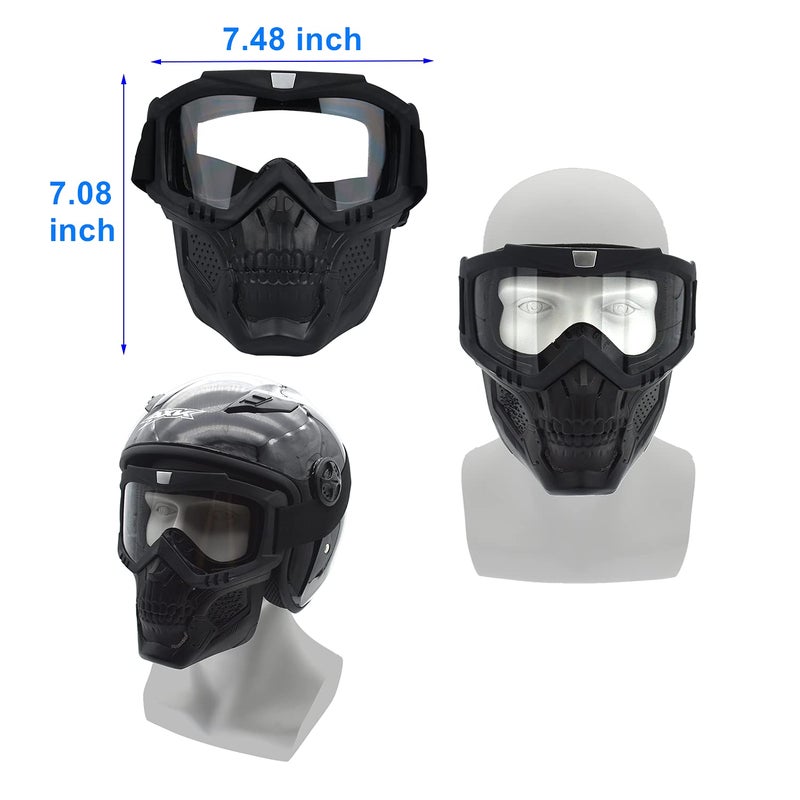 LJDJ Motorcycle Goggles with Removable Face Mask - Dirt Bike ATV Motocross Eyewear Anti-UV Adjustable MX Riding Offroad Cycling Motorbike Protective Glasses Racing Combat Tactical Military Goggles - Image 2