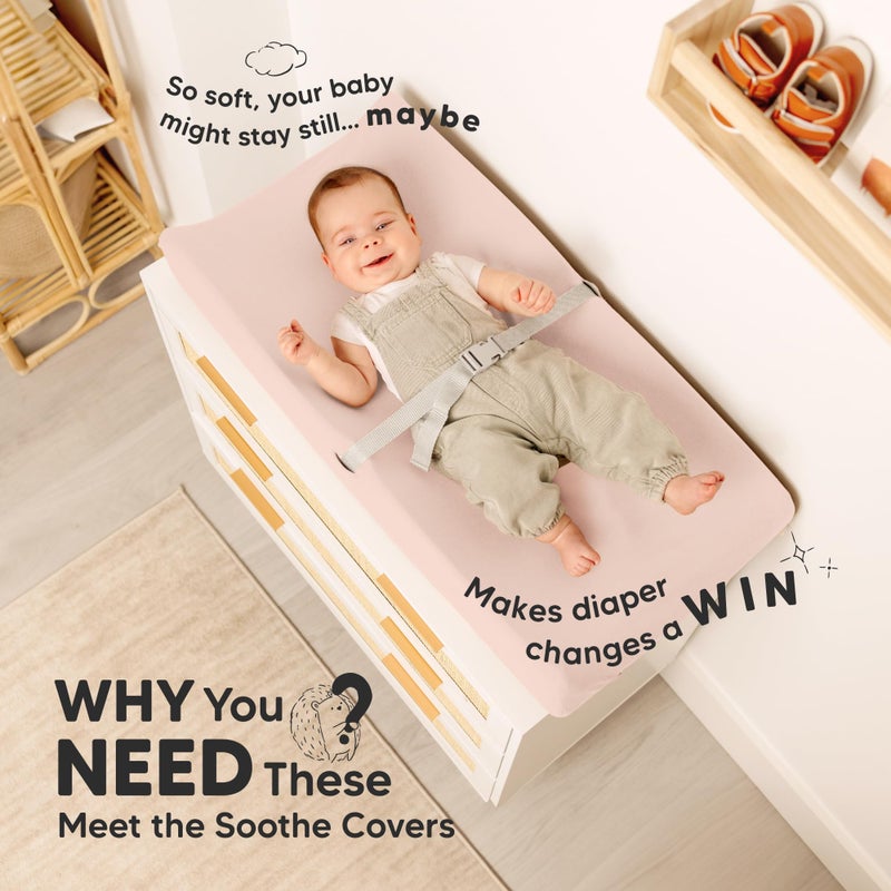KeaBabies 2-Pack Organic Changing Pad Covers for Girl, Boy, Neutral - 100% Cotton Changing Table Pad Cover, Soft Baby Nursery Diaper Changing Pad Sheets, Contour Changing Pads Liners, Change Pad Cover (Cameo) - Image 2