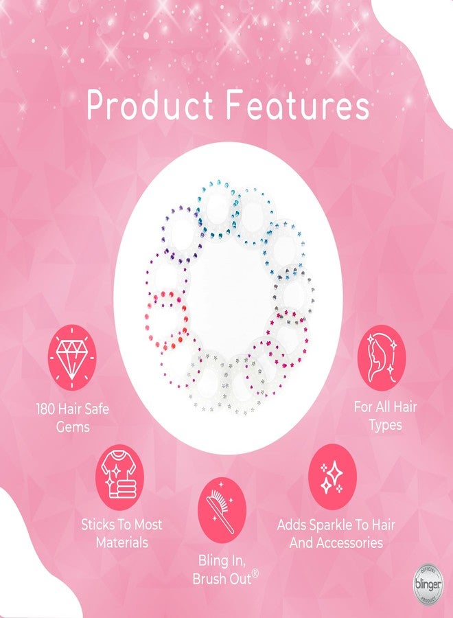 blinger Glimmer Collection Refill Pack | Slumber Party | 12 Discs - 180 Gems | Bling in Brush Out | Works Hair Styling Tool (Multicolored) - Image 3