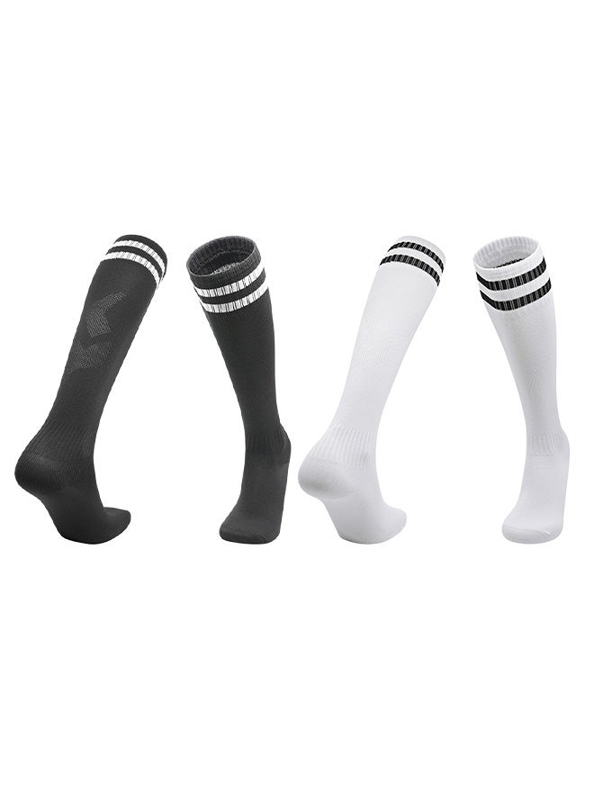 Two-Stripe Long-Calf Training Football Socks, 2 Pairs for Youth - Image 1