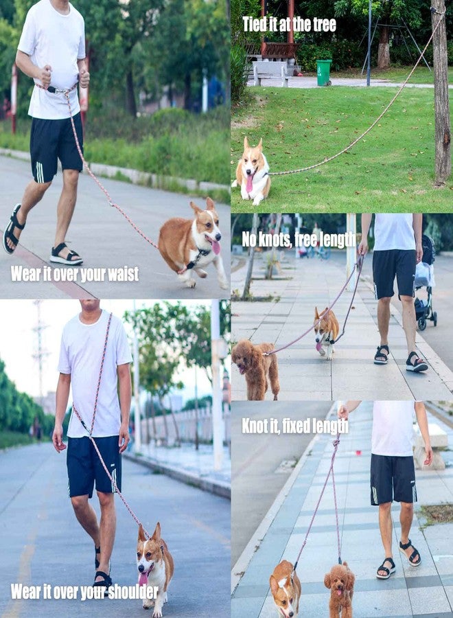 Gihunk Hands Free Dog Leash(8.5ft), 8 in 1 Multifunction Nylon Double Leash for Dogs,1.2cm Dog Training Leash with Reflective Stitching, Adjustable Waist Dog Leash Fits all Waist for Medium Large Dogs-Orange - Image 3