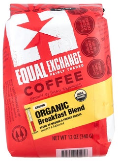 Equal Exchange Organic Coffee Breakfast Blend Ground Medium & French Roasts 12 oz (340 g) 