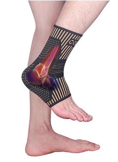 Copper Ankle Brace And Ankle Support Braces For Sprained Ankle Compression Sleeves, Ankle Support For Men And Women - Achilles Tendonitis, Plantar Fasciitis Relieve Swelling And Ankle Sprains, Sports Running (L) Single