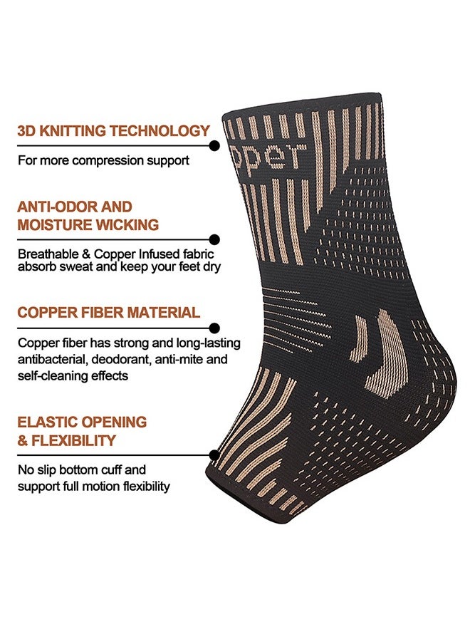 Copper - Copper Ankle Brace And Ankle Support Braces For Sprained Ankle Compression Sleeves, Ankle Support For Men And Women - Achilles Tendonitis, Plantar Fasciitis Relieve Swelling And Ankle Sprains, Sports Running (L) Single - Image 1