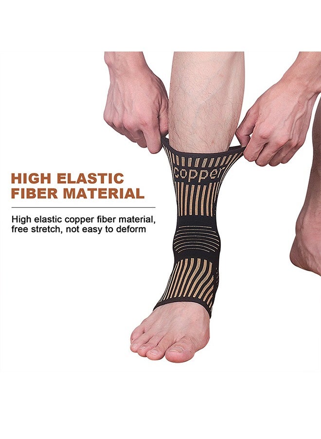 Copper - Copper Ankle Brace And Ankle Support Braces For Sprained Ankle Compression Sleeves, Ankle Support For Men And Women - Achilles Tendonitis, Plantar Fasciitis Relieve Swelling And Ankle Sprains, Sports Running (L) Single - Image 1