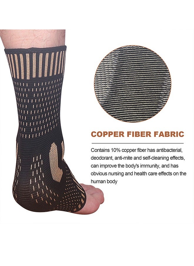 Copper - Copper Ankle Brace And Ankle Support Braces For Sprained Ankle Compression Sleeves, Ankle Support For Men And Women - Achilles Tendonitis, Plantar Fasciitis Relieve Swelling And Ankle Sprains, Sports Running (L) Single - Image 1