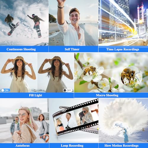 Gavonde Digital Camera for Photography, WiFi 64MP 4K Vlogging Camera for YouTube, 3" 180° Flip Screen 18X Digital Zoom Compact Vlog Travel Cameras with 32GB TF Card & 2 Batteries, Black - Image 5
