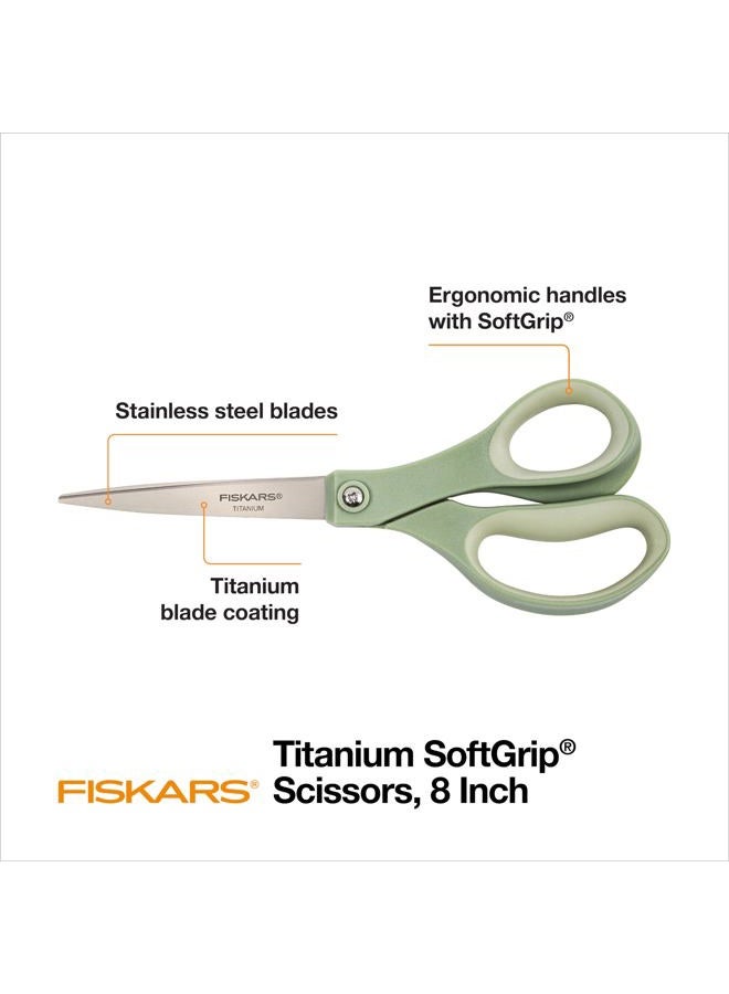Fiskars SoftGrip Titanium Scissors - Contoured Performance All Purpose - 8" Titanium - Straight Paper Scissors for Office, and Arts and Crafts - 3-Count - Image 2