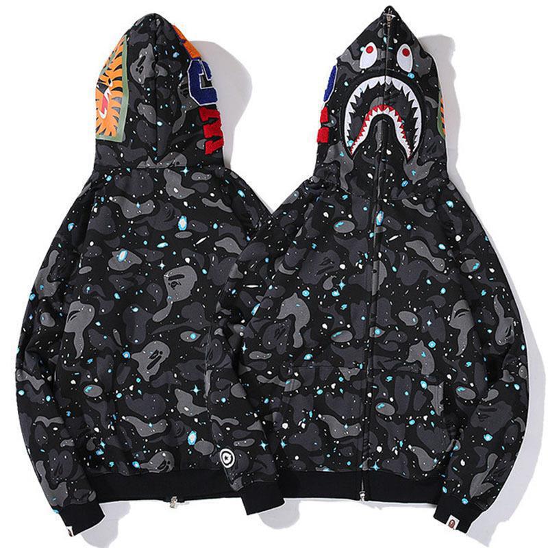 New Bape Fashion Brand Camouflage Shark Head Jacket 3D Printed Zipper To Head Hoodie - Image 1
