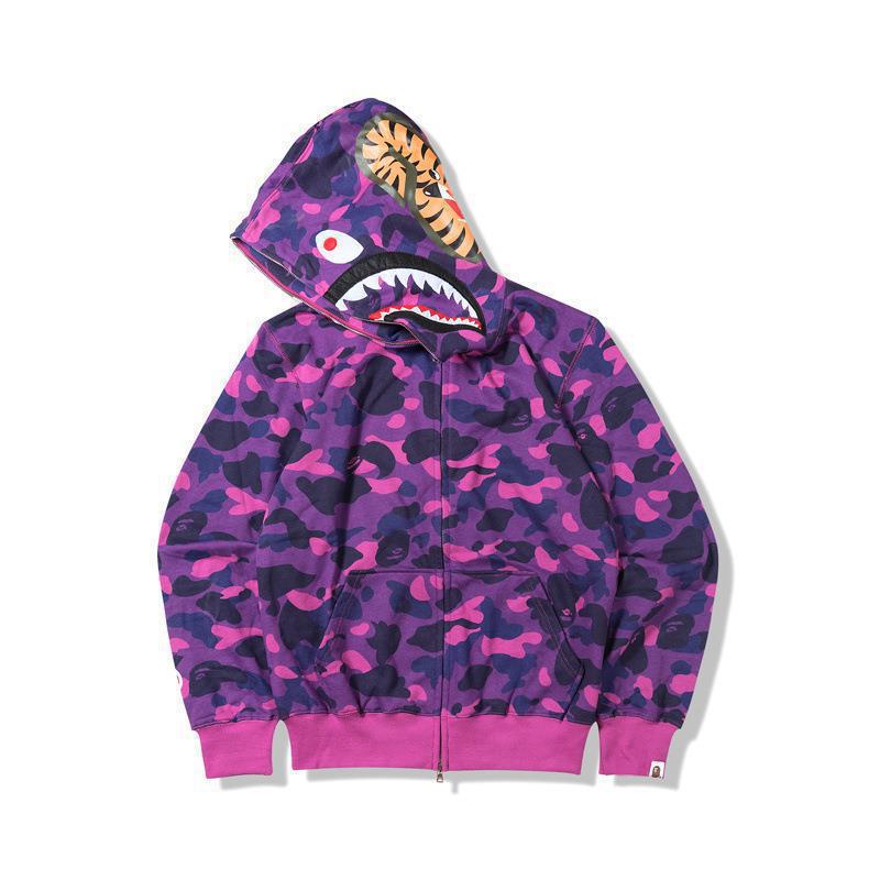New Bape Fashion Brand Camouflage Shark Head Jacket 3D Printed Zipper To Head Hoodie - Image 3