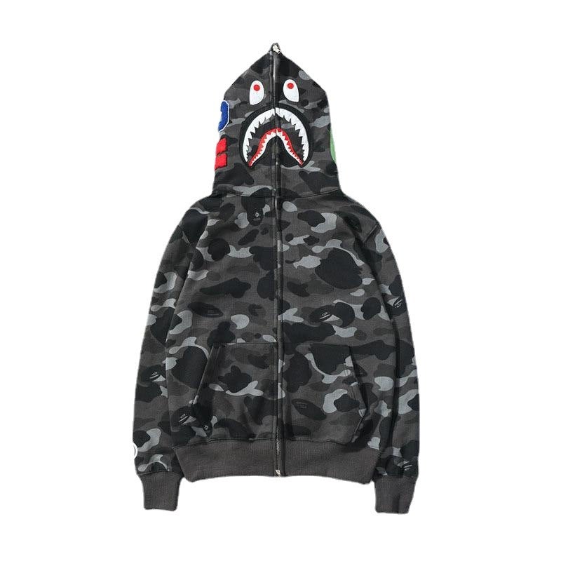 New Bape Fashion Brand Camouflage Shark Head Jacket 3D Printed Zipper To Head Hoodie - Image 4