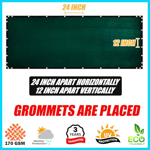 ShadeMart 5' x 5' Green HDPE Fence Screen with 90% Privacy, UV Stabilized, Easy Install, 1 Count - Image 4