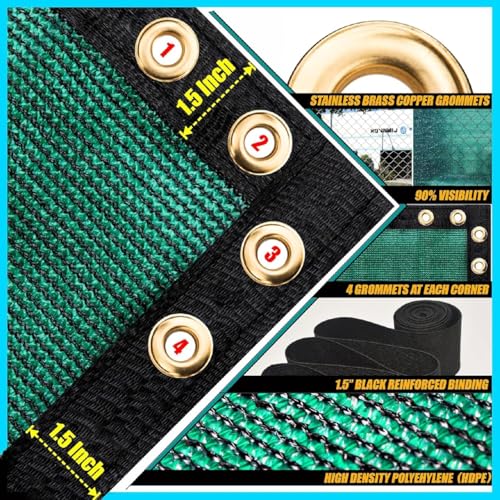 ShadeMart 5' x 5' Green HDPE Fence Screen with 90% Privacy, UV Stabilized, Easy Install, 1 Count - Image 5