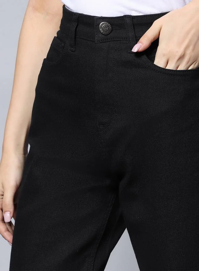 هاي ستار جينز نسائي أسود خصر عالي بقَصَّة عادية