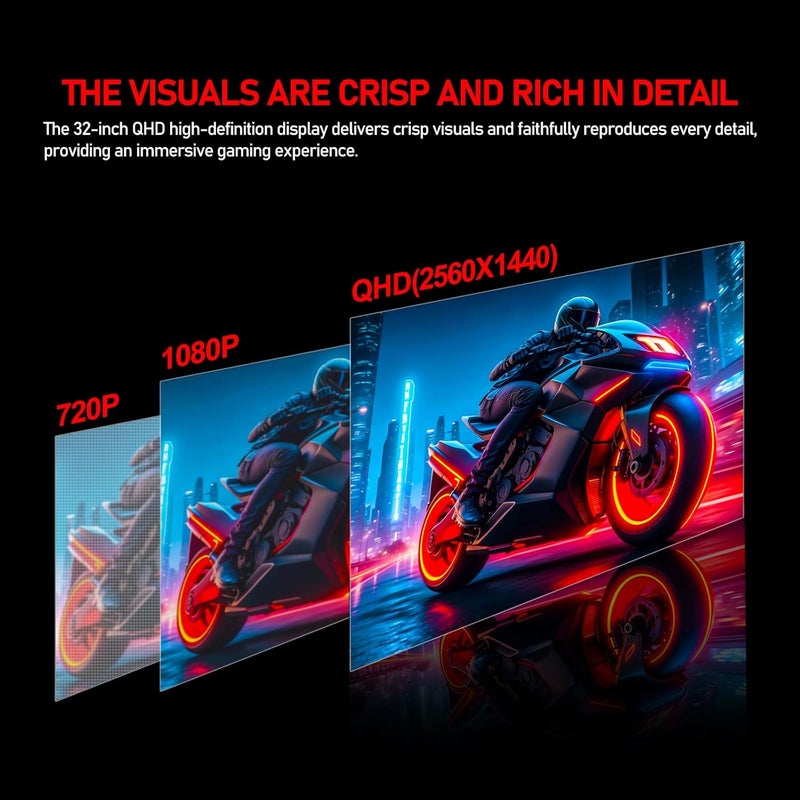 CRUA 32" inch 2K 180Hz Gaming Monitor QHD(2560x1440) Curved 1800R Computer Display Screen 1440P Fast 1ms(GTG) 100% sRGB FreeSync Suitable for e-sports games, photo and video editing, business - Image 2