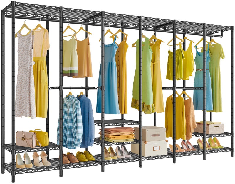 VIPEK V60 Extra Large Portable Closet Rack Heavy Duty Clothing Rack for Hanging Clothes Freestanding Wardrobe Metal Closet for Bedroom Storage and Organizer Load 1620lbs Black