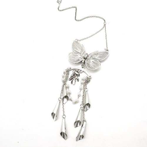 ORIESSE Butterfly Car DecorCute Hanging Car Charms for Rear View MirrorSilver Butterfly Wind Chime Dangling Aesthetic Ornament Pendant for Women - Image 3