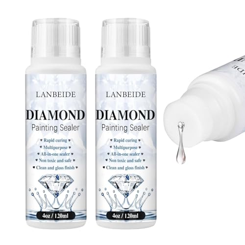 LANBEIDE 2 Pack 240ML Diamond Painting Sealer 5D Diamond Painting Art Glue Permanent Hold Shine Effect Sealer for Diamond Painting and Puzzles