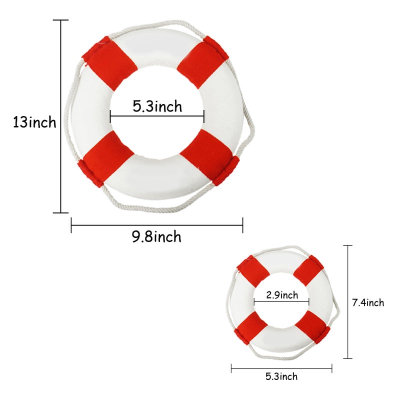 Bilipala Rustic Nautical Decorative Welcome Cloth Life Ring Buoy Home Wall Door Hangings Decor, Red, Pack of 2 - Image 2