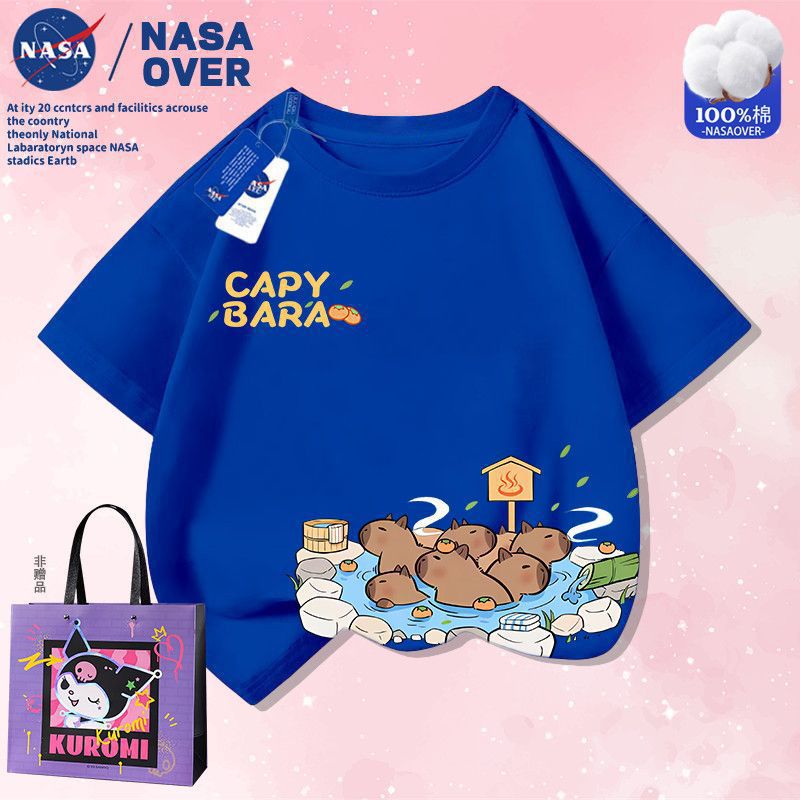 Nasa Co-Name Children'S Cartoon Printed T-Shirt Cute Capybara Cabibala Cotton Short-Sleeved Top For Boys And Girls - Image 5