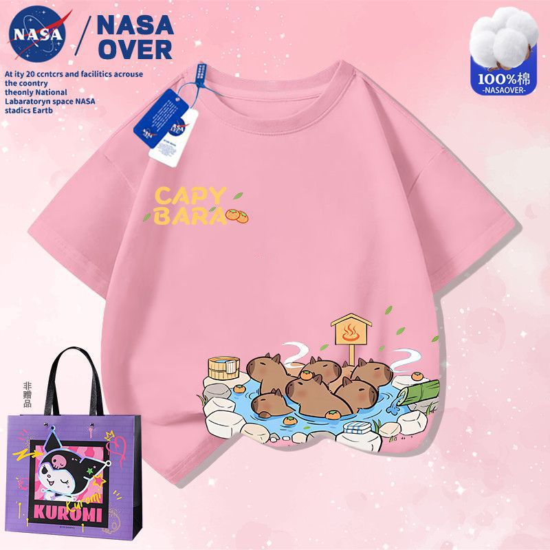 Nasa Co-Name Children'S Cartoon Printed T-Shirt Cute Capybara Cabibala Cotton Short-Sleeved Top For Boys And Girls - Image 4