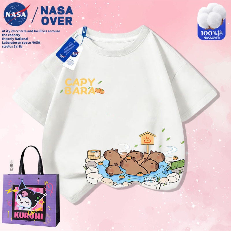 Nasa Co-Name Children'S Cartoon Printed T-Shirt Cute Capybara Cabibala Cotton Short-Sleeved Top For Boys And Girls - Image 3