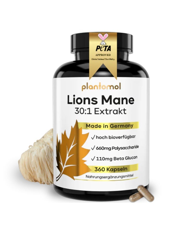 Plantomol Lion’s Mane Mushroom Extract – 360 Capsules Supports brain health and improves cognitive function - Image 1
