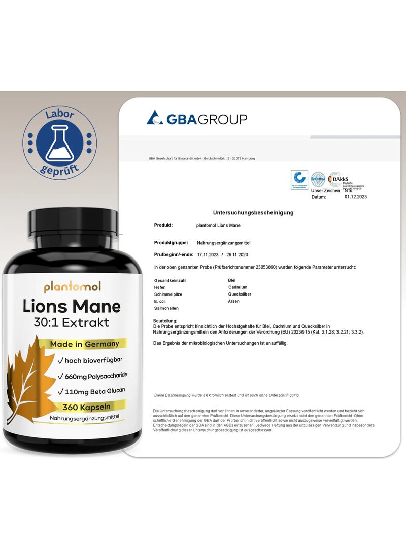 Plantomol Lion’s Mane Mushroom Extract – 360 Capsules Supports brain health and improves cognitive function - Image 2