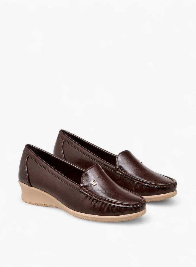 Le Confort Solid Slip-On Loafers with Wedge Heels