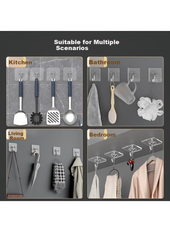 Star Square Xingfang Transparent Hook Stickers, Thickened, 20 Strong Adhesive Hooks, Kitchen Bathroom No-drill No-nail Hooks - Image 2