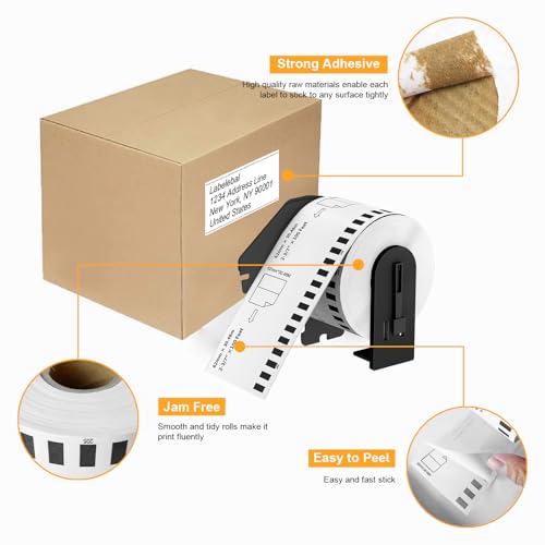 Labelebal (12 Rolls + 1 Frame, 30.48m Labels/Roll) Labelebal Dk 2-3/7" x 100' Direct Thermal Continuous Length Labels Replacement for DK-2205 Shipping Mailing Postage Compatible for Brother QL Printer - Image 3