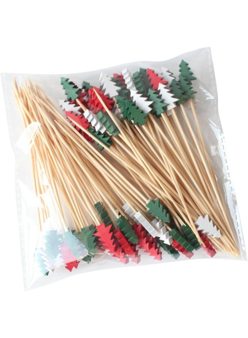 Home Care 100 PC Christmas Food Picks â€“ Decorative Toothpicks with Christmas Tree Designs | Party Supplies for Fruits, Desserts, Cheese, Pastries & Cakes - Image 1