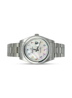 Chairman GENEVE Men's Stainless Steel Wrist Watch with White Dial and Colorful Arabic Numbers with Date  - Image 2