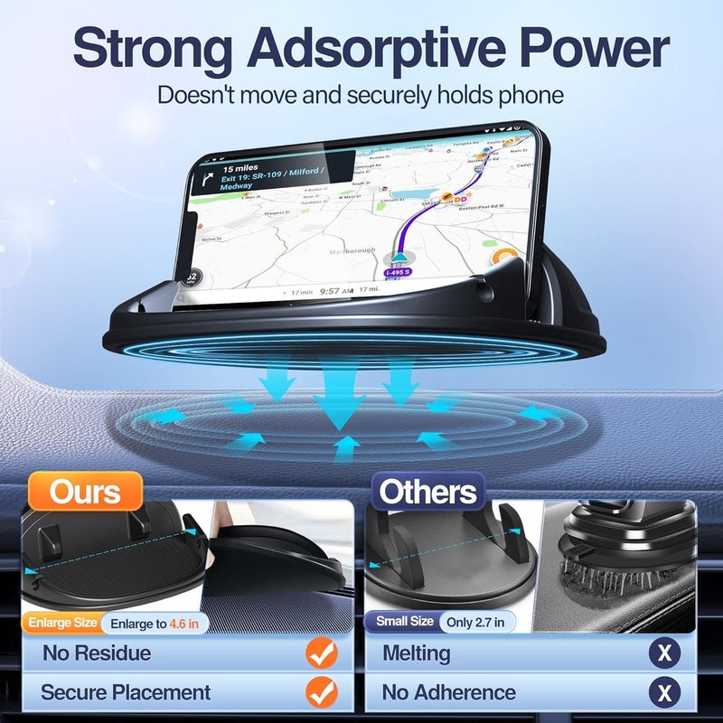 Loncaster 2-Pack Car Phone Holder, [Horizontal 360° Rotatable] Silicone Mount for Dashboard, Hands-Free Compatible with iPhone 16/15/14/13/12 Pro Max - Image 2