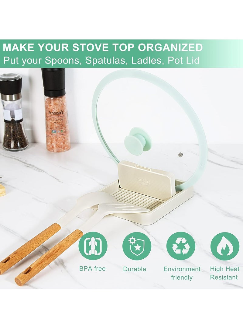 Loquat 2 Pack Spoon Rest with Pot Lid Holder，Spoon Ladle Holder for Kitchen Counter - Image 2