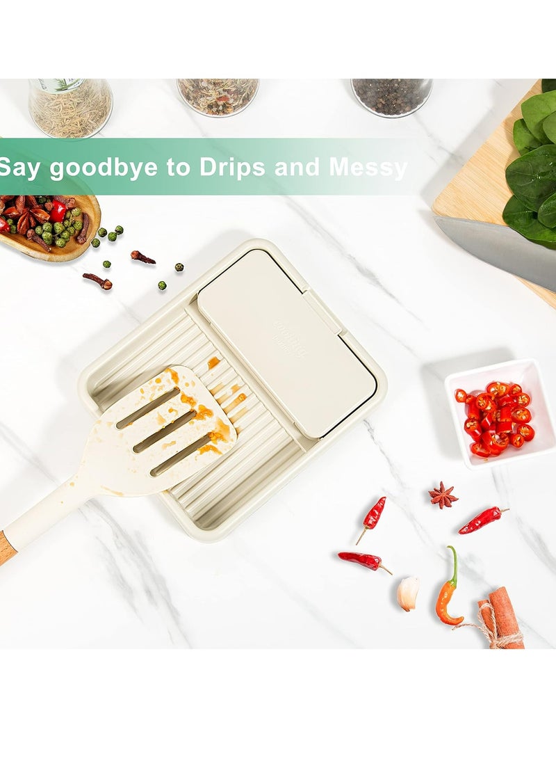 Loquat 2 Pack Spoon Rest with Pot Lid Holder，Spoon Ladle Holder for Kitchen Counter - Image 3