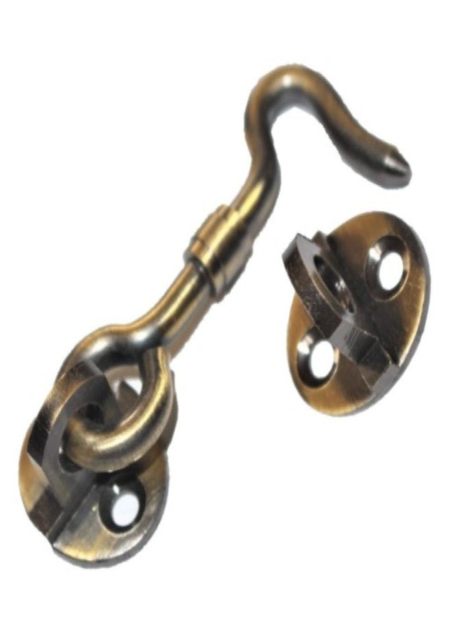RISEOM Brass Gate Hook/Window Hook (Oval Eye) Pack of 2 (4 inch, Antique Brass) - Image 3