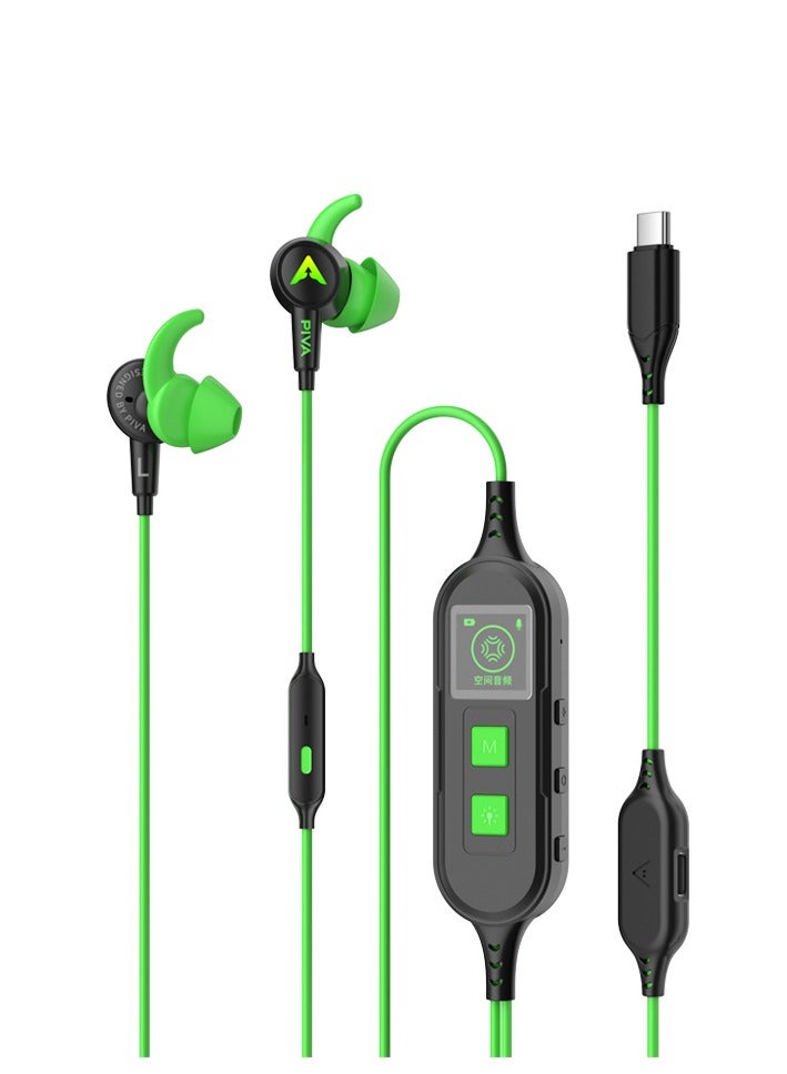 PIVA S6PRO-AG Gaming Headset USB-C RGB Wired Headphones with 27W Fast Charging Port, Built-in Sound Card for Immersive 3D Surround Sound Experience, Green Color. - Image 1