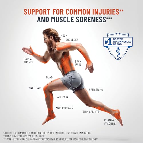 KT Tape Original Cotton Elastic Kinesiology Therapeutic Athletic Tape, 16ft Uncut Roll, Pink - Image 4
