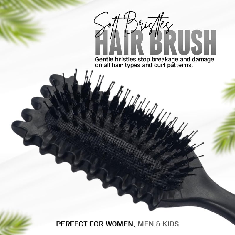 Combelle 5-in-1 Curl Hair Brush, Vegan Boar Bristles, Bio-Baked PLA Handle, Detangling and Frizz Control for Curly Hair (Black) - Image 3