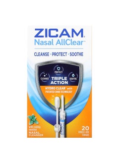 ZICAM Zicam, Nasal AllClear, Nasal Cleanser with Cooling Menthol, 20 Single-Use Swabs  - Image 1