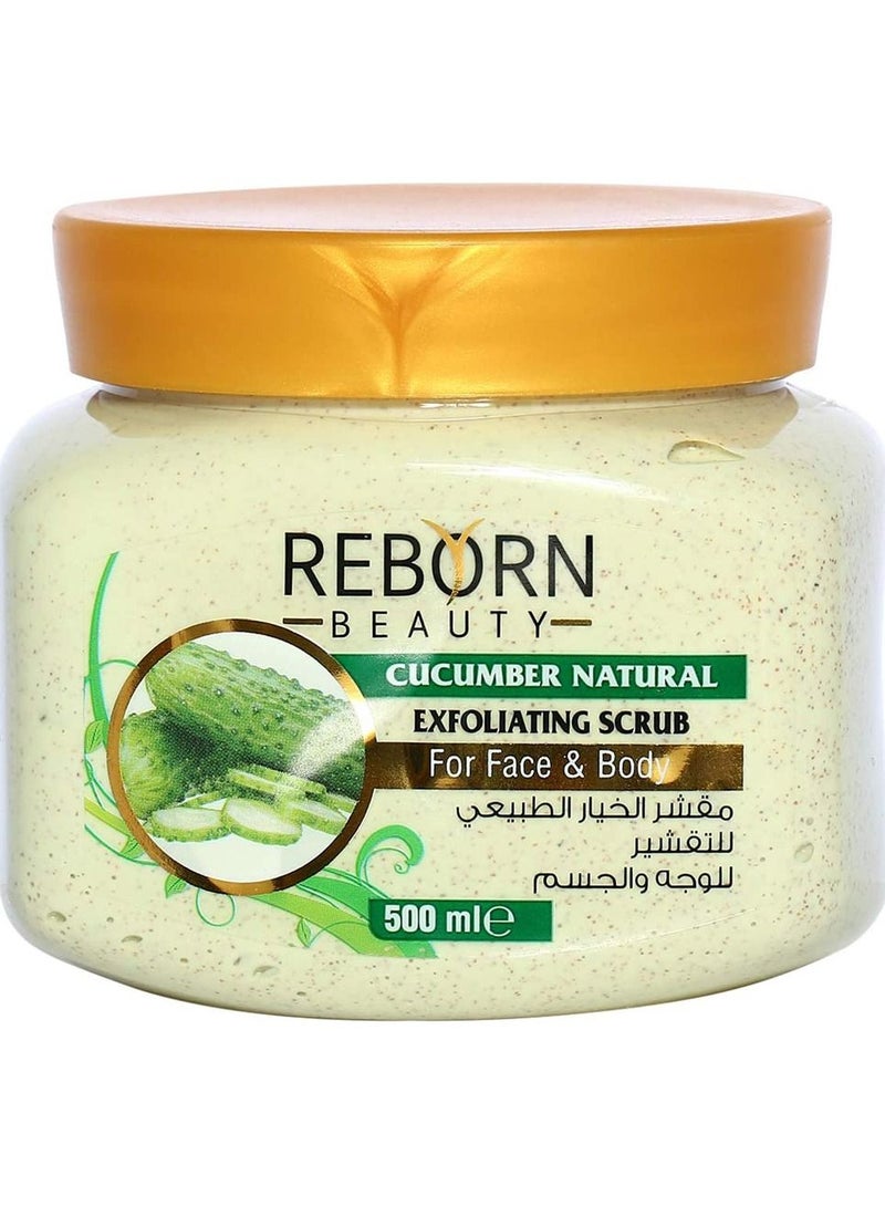 REBORN Cucumber Natural Exfoliating Scrub For Face And Body Green 500ml - Image 1