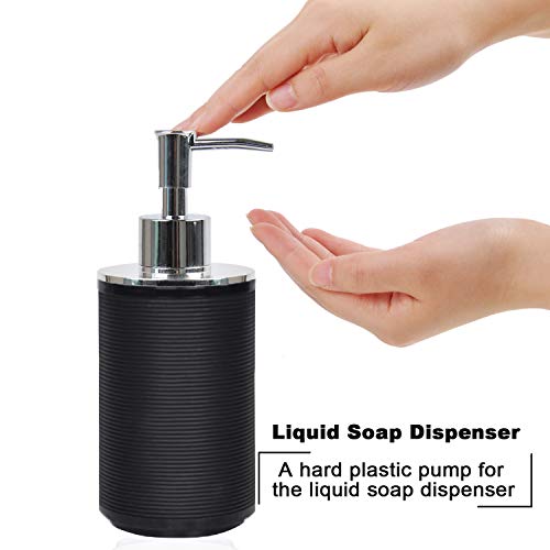CERBIOR Bathroom Accessories Set 6 Piece Bath Ensemble Includes Soap Dispenser, Toothbrush Holder, Toothbrush Cup, Soap Dish for Decorative Countertop and Housewarming Gift, Black - Image 4