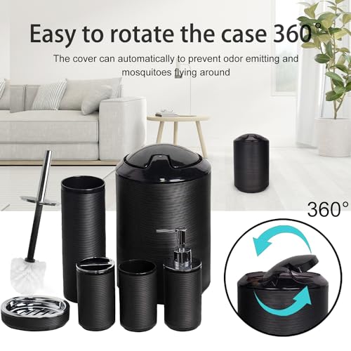 CERBIOR Bathroom Accessories Set 6 Piece Bath Ensemble Includes Soap Dispenser, Toothbrush Holder, Toothbrush Cup, Soap Dish for Decorative Countertop and Housewarming Gift, Black - Image 5