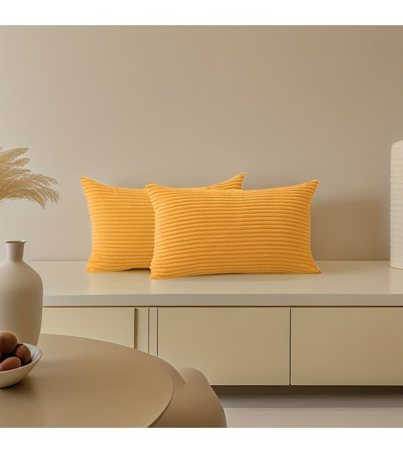 2 Packs Autumn Reed Color Corduroy Bed Sofa Living Room Decorative Back Pillows 12x24 Inch Super Soft Including Pillowcase And Pillow Core 30x60 Cm - Image 4